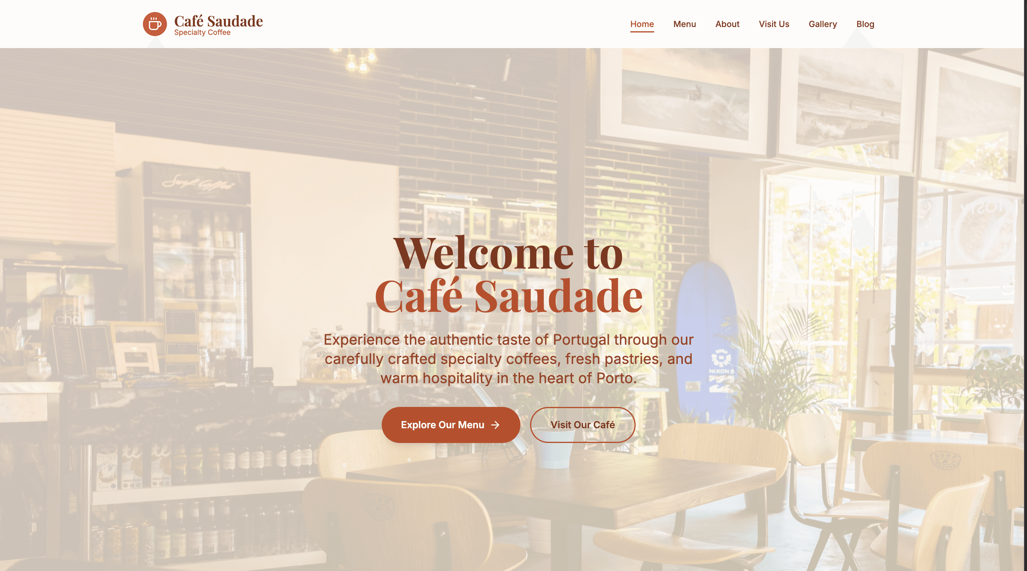 Café Saudade template screenshot